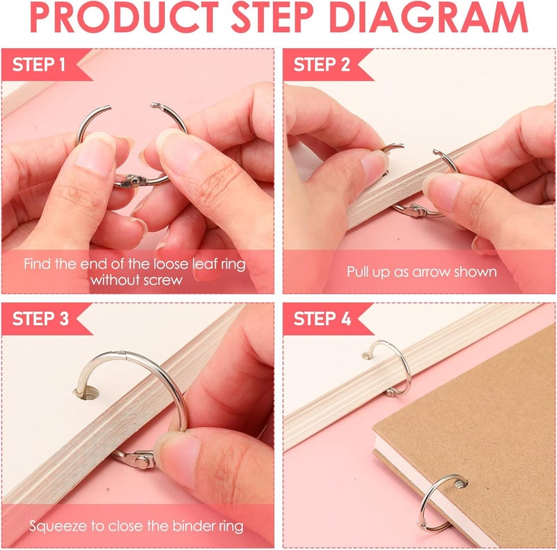 Jadive 500 Pack Loose Leaf Binder Rings 1 Inch 25 mm Office Book Flashcard Rings Metal for Index Cards Binder Clips for School Home Office Supplies, Silver - Image 3